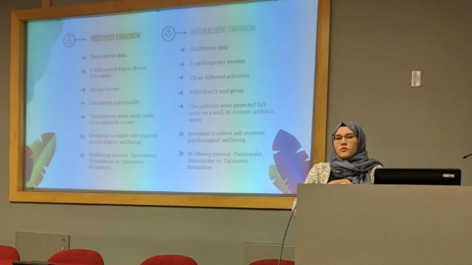 Noor presenting at the Hayes Research Forum 