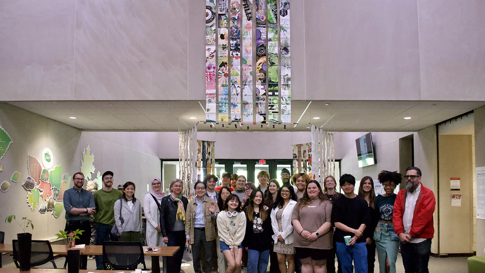 Students posing for a class picture at the event.