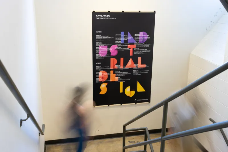 poster hanging in Hayes west stairwell